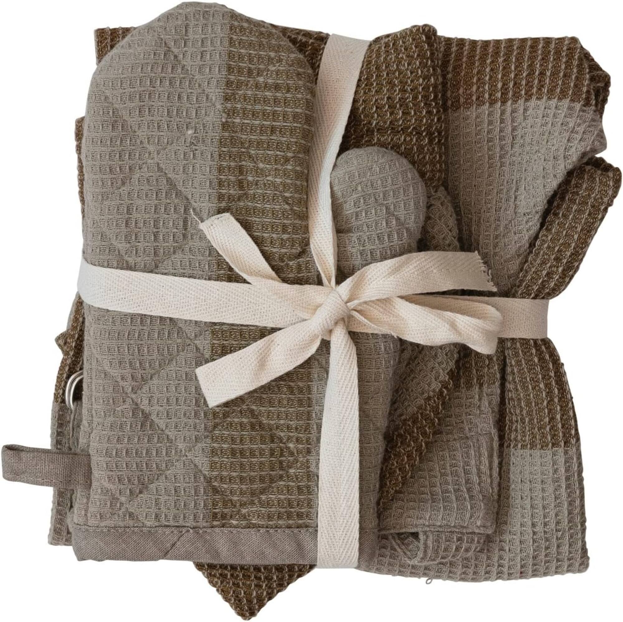 Hello Honey® Beige & Gray Child Apron, Chef Hat & Oven Mitt Set